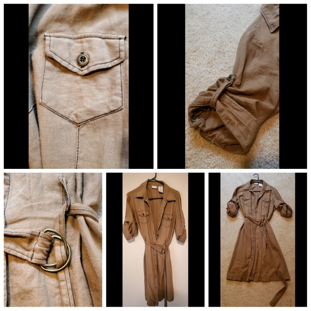 👗White Stag,Cognac Trench Style Wrap dress,Size16